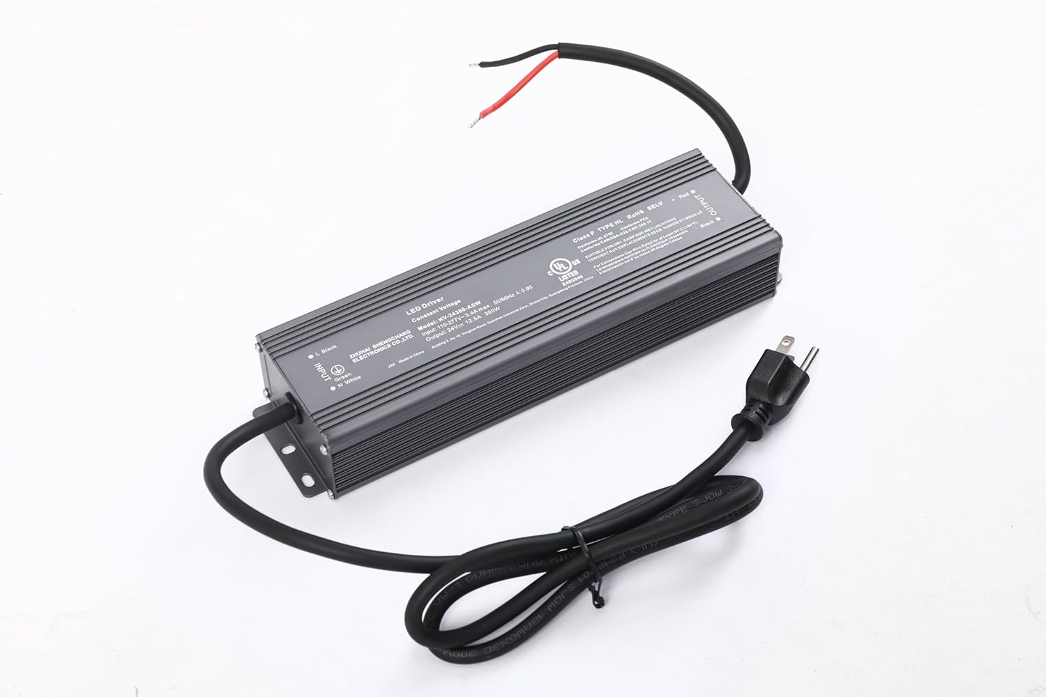 300W 24V LED Power Supply, IP66 Waterproof Outdoor Driver, AC 110-277VAC to DC 24V 12.5A Low Voltage Transformer with UL Certification for LED Light, Computer Project, 10X4X1-3/4 Inch