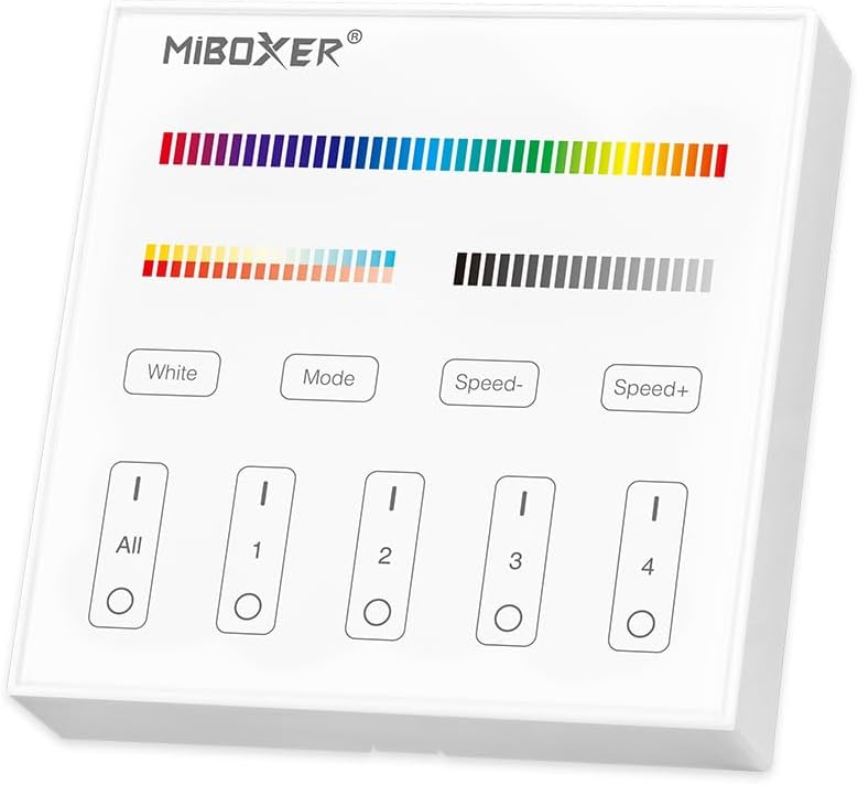 B4 4-Zone Panel Remote RGB+CCT Battery Powered Free Installation Without Wiring Magnetic Holder
