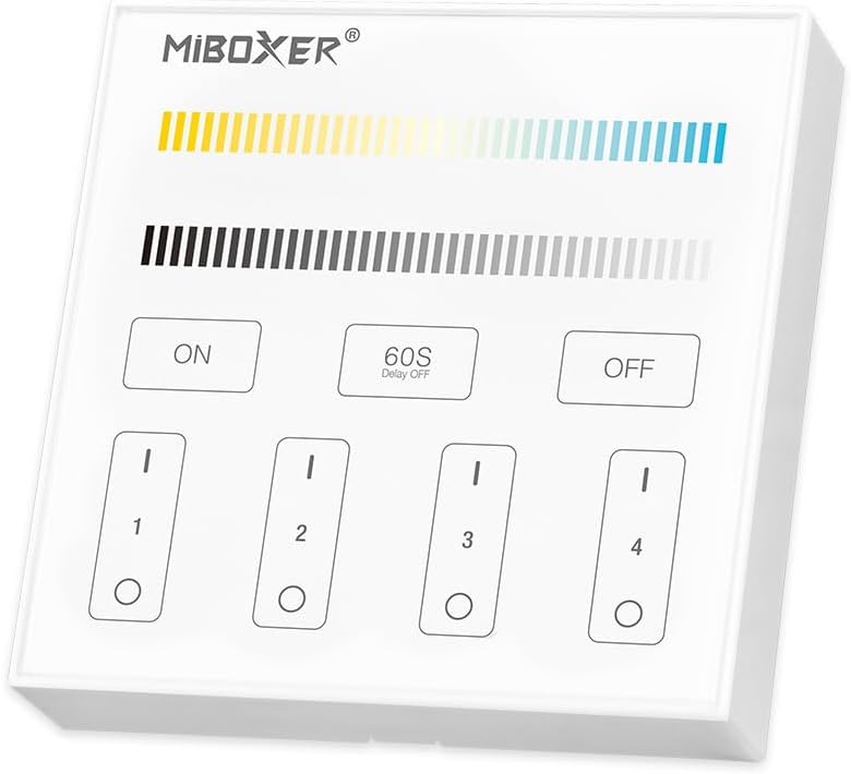 Miboxer B2 4-Zone Panel Remote(Color Temperature) Battery Powered Free Installation Without Wiring Magnetic Holder